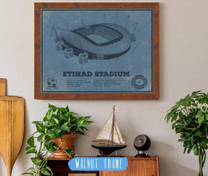 20" x 16" / Walnut Frame Cutler West Manchester City FC- Etihad Stadium Soccer Print