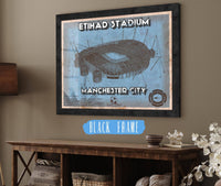 Cutler West Soccer Collection 14" x 11" / Black Frame Manchester City FC- Etihad Stadium Soccer Dark Blue Print 235353074
