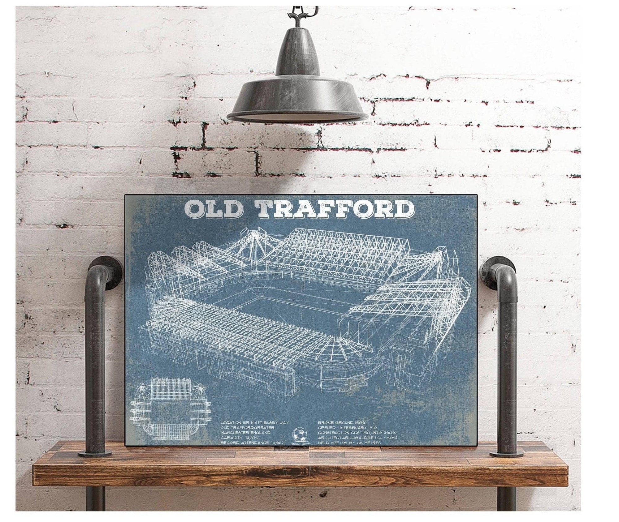 Cutler West Soccer Collection Manchester United F.C. - Old Trafford Stadium Blueprint Vintage Soccer Print