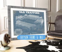 Cutler West Soccer Collection 14" x 11" / Greyson Frame & Mat Manchester United F.C. - Old Trafford Stadium Blueprint Vintage Soccer Print 692373685-TOP