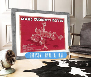 14" x 11" / Greyson Frame & Mat Cutler West Mars Curiosity Rover NASA Space Blueprint Print