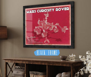 20" x 16" / Black Frame Cutler West Mars Curiosity Rover NASA Space Blueprint Print