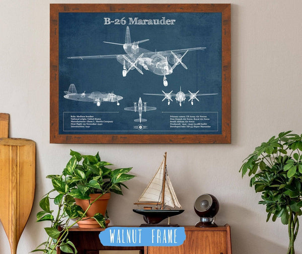 Cutler West Martin B-26 Marauder - Medium Bomber Vintage Aviation Blueprint Print