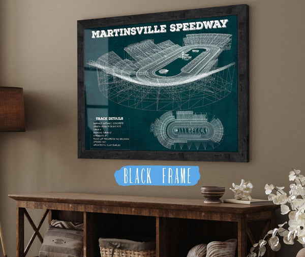 20" x 16" / Black Frame Cutler West Martinsville Speedway NASCAR Race Track Print