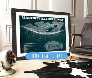 20" x 16" / Black Frame & Mat Cutler West Martinsville Speedway NASCAR Race Track Print