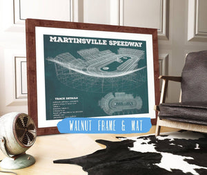 20" x 16" / Walnut Frame & Mat Cutler West Martinsville Speedway NASCAR Race Track Print