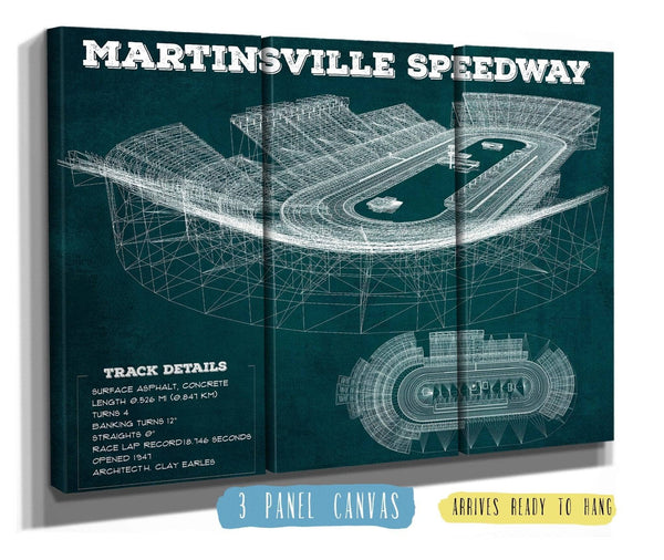 36" x 24" / 3 Panel Canvas Wrap Cutler West Martinsville Speedway NASCAR Race Track Print