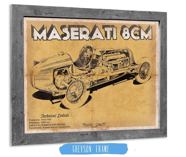 14" x 11" / Greyson Frame Cutler West Maserati 8CM Racing Sports Car Print