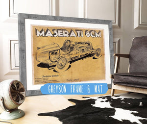 14" x 11" / Greyson Frame & Mat Cutler West Maserati 8CM Racing Sports Car Print