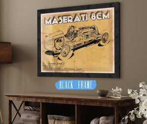 20" x 16" / Black Frame Cutler West Maserati 8CM Racing Sports Car Print