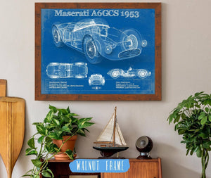20" x 16" / Walnut Frame Cutler West Maserati A6GCS 1953 Original Vintage Car Blueprint