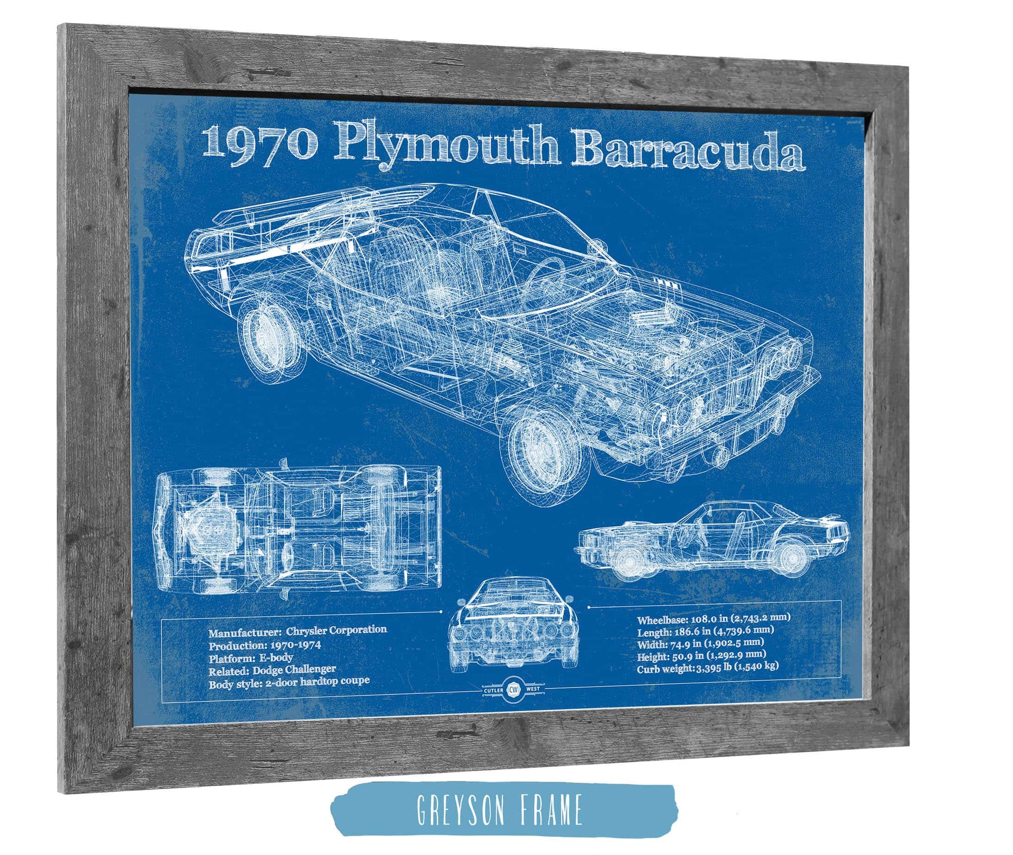 1970 Plymouth Barracuda Original Blueprint Art