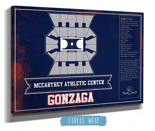 Cutler West McCarthey Athletic Center Gonzaga Bulldogs Team Colors Vintage Basketball Blueprint