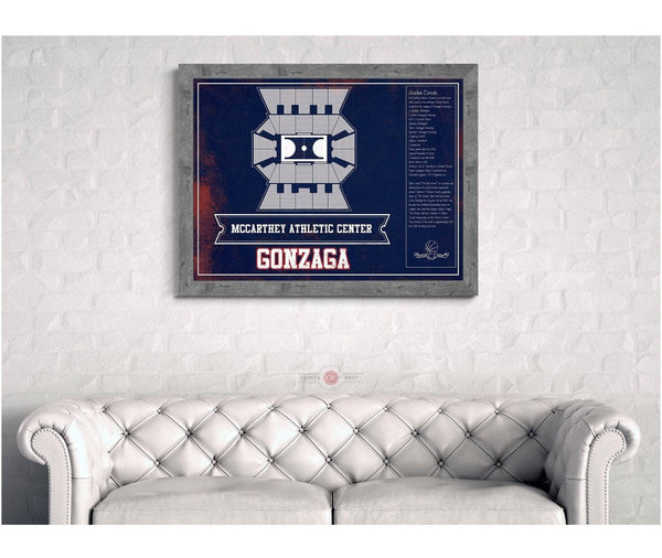 Cutler West McCarthey Athletic Center Gonzaga Bulldogs Team Colors Vintage Basketball Blueprint