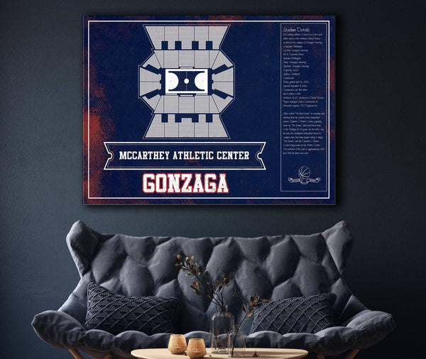 Cutler West McCarthey Athletic Center Gonzaga Bulldogs Team Colors Vintage Basketball Blueprint