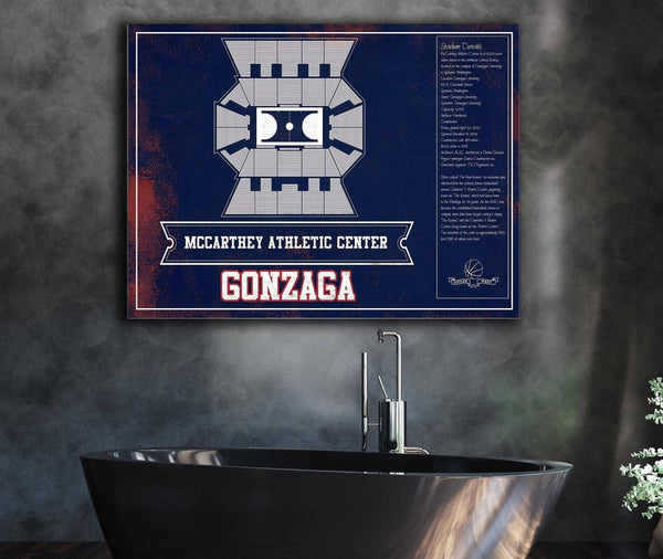 Cutler West McCarthey Athletic Center Gonzaga Bulldogs Team Colors Vintage Basketball Blueprint