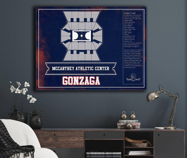 Cutler West McCarthey Athletic Center Gonzaga Bulldogs Team Colors Vintage Basketball Blueprint