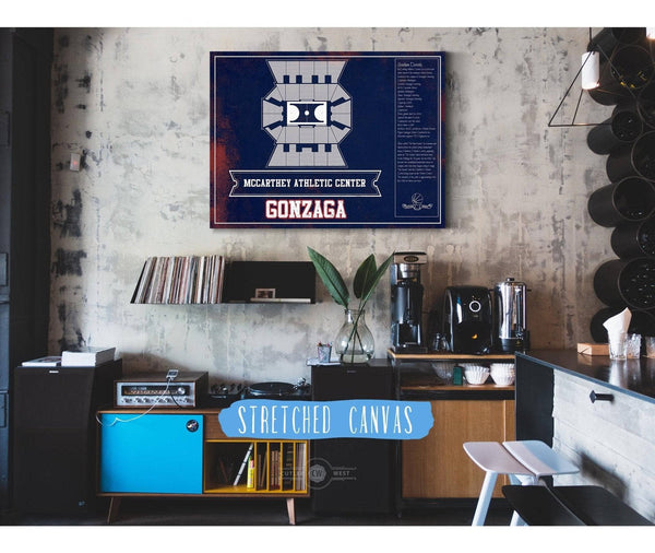 Cutler West McCarthey Athletic Center Gonzaga Bulldogs Team Colors Vintage Basketball Blueprint