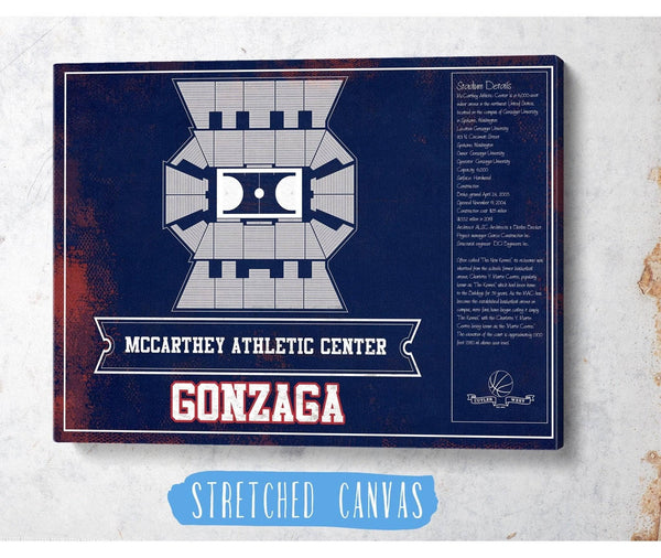 Cutler West McCarthey Athletic Center Gonzaga Bulldogs Team Colors Vintage Basketball Blueprint