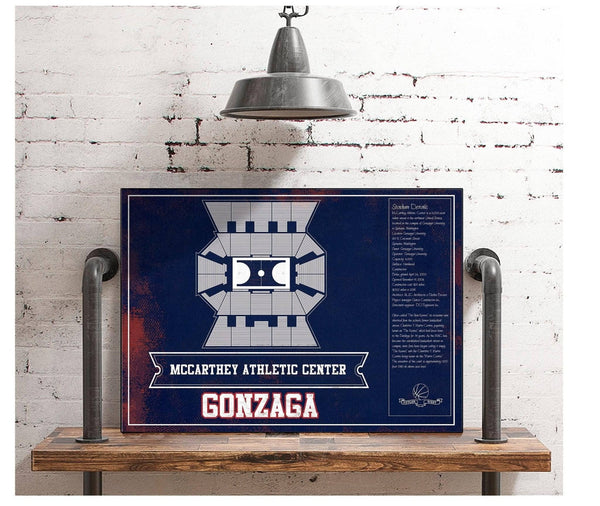 Cutler West McCarthey Athletic Center Gonzaga Bulldogs Team Colors Vintage Basketball Blueprint