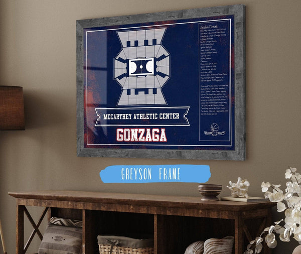 Cutler West McCarthey Athletic Center Gonzaga Bulldogs Team Colors Vintage Basketball Blueprint