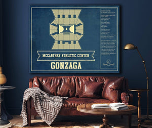 Cutler West McCarthey Athletic Center Gonzaga Bulldogs Vintage Basketball Blueprint