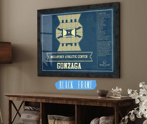 20" x 16" / Black Frame Cutler West McCarthey Athletic Center Gonzaga Bulldogs Vintage Basketball Blueprint
