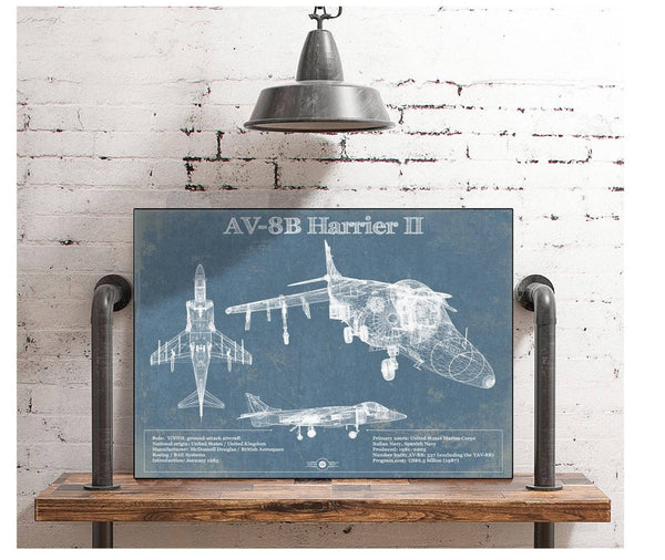 Cutler West McDonnell Douglas AV-8B Harrier II Patent Blueprint Original Design Wall Art