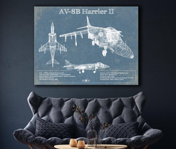 Cutler West McDonnell Douglas AV-8B Harrier II Patent Blueprint Original Design Wall Art