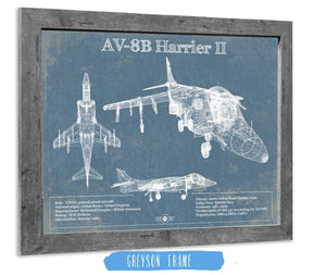 14" x 11" / Greyson Frame Cutler West McDonnell Douglas AV-8B Harrier II Patent Blueprint Original Design Wall Art
