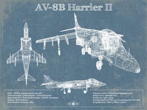 14" x 11" / Unframed Cutler West McDonnell Douglas AV-8B Harrier II Patent Blueprint Original Design Wall Art