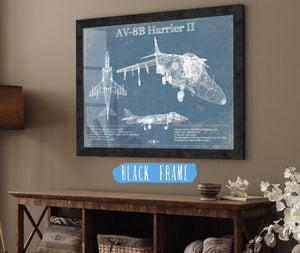 20" x 16" / Black Frame Cutler West McDonnell Douglas AV-8B Harrier II Patent Blueprint Original Design Wall Art