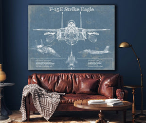 Cutler West McDonnell Douglas F-15E Strike Eagle Vintage Aviation Blueprint Military Print - Custom Name and Squadron Text