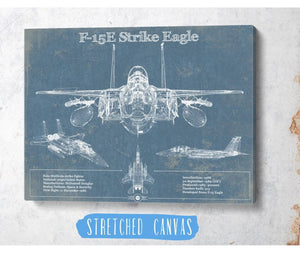 Cutler West McDonnell Douglas F-15E Strike Eagle Vintage Aviation Blueprint Military Print - Custom Name and Squadron Text