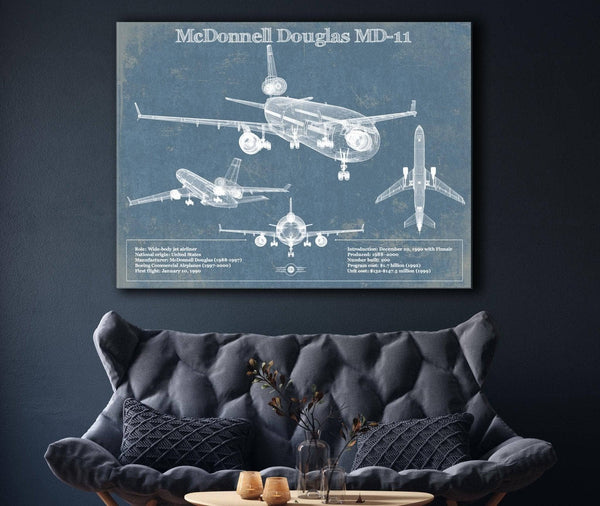 Cutler West McDonnell Douglas MD-11 Vintage Aviation Blueprint Print
