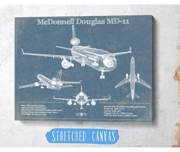 Cutler West McDonnell Douglas MD-11 Vintage Aviation Blueprint Print