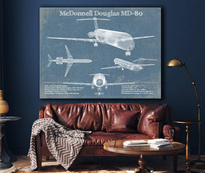 Cutler West McDonnell Douglas MD-80 Vintage Aviation Blueprint Print