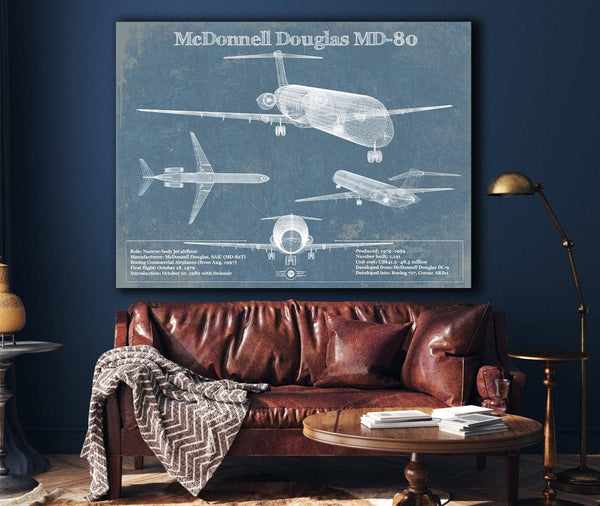 Cutler West McDonnell Douglas MD-80 Vintage Aviation Blueprint Print