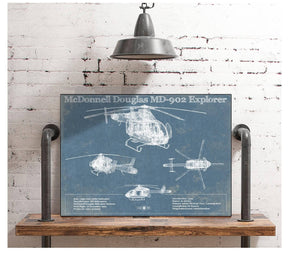 Cutler West McDonnell Douglas MD-902 Explorer Vintage Blueprint Helicopter Print