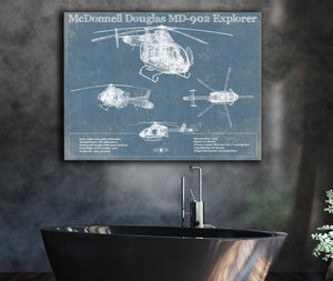 Cutler West McDonnell Douglas MD-902 Explorer Vintage Blueprint Helicopter Print