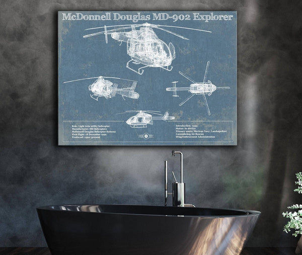Cutler West McDonnell Douglas MD-902 Explorer Vintage Blueprint Helicopter Print
