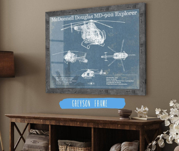Cutler West McDonnell Douglas MD-902 Explorer Vintage Blueprint Helicopter Print