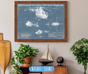 Cutler West McDonnell Douglas MD-902 Explorer Vintage Blueprint Helicopter Print