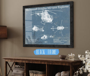 20" x 16" / Black Frame Cutler West McDonnell Douglas MD-902 Explorer Vintage Blueprint Helicopter Print