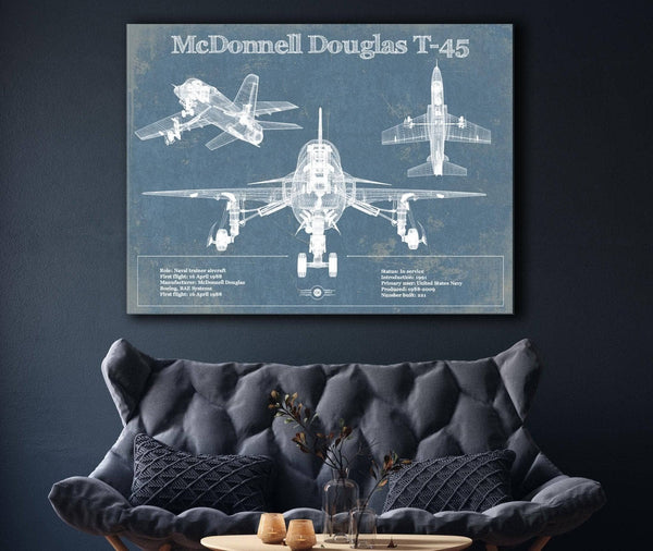 Cutler West McDonnell Douglas T-45 Goshawk Blueprint Original Military Wall Art