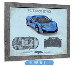 14" x 11" / Greyson Frame Cutler West McLaren 570S Blueprint Vintage Auto Print
