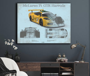 Cutler West McLaren F1 GTR Harrods Blueprint Vintage Auto Print