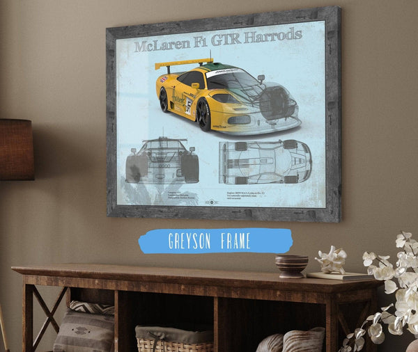 Cutler West McLaren F1 GTR Harrods Blueprint Vintage Auto Print