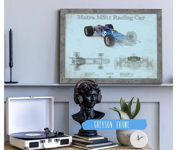 14" x 11" / Greyson Frame Cutler West Mclaren M1b Blueprint Vintage Auto Print