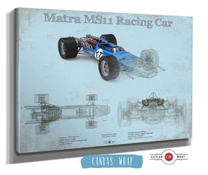 14" x 11" / Stretched Canvas Wrap Cutler West Mclaren M1b Blueprint Vintage Auto Print